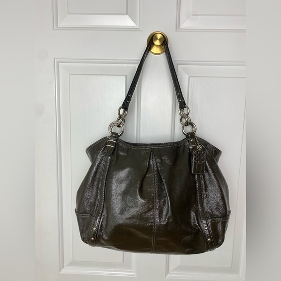 Coach Handbags - COACH Dark Gray Alexandra Patent Leather Tote Bag 16231 🩶✨